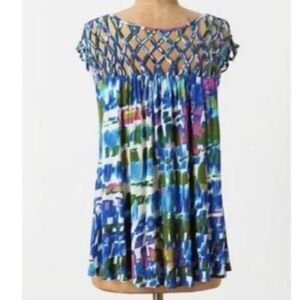 (BOGO FREE) Anthropologie PLENTY TRACY REESE SAILOR KNOT BLUE TOP SHIRT SMALL